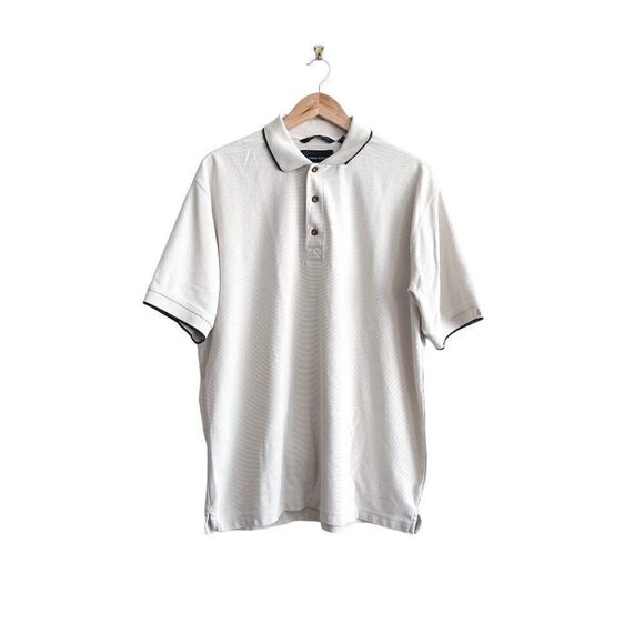 Greg Norman Play Dry Gold Polo Shirt Short Sleeved Heavyweight Beige Men's L - Picture 1 of 7